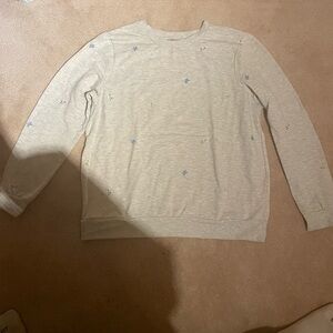 Light Gray Sweater With Little Flowers